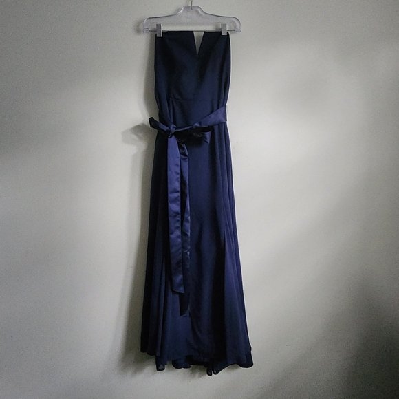 VERA WANG | V-Wire Crepe Mermaid Bridesmaid Dress VW360453 MARINE navy Sz 12 - Picture 5 of 10